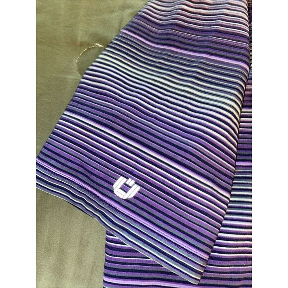 IBKUL Polo Mens‎ Size Medium Purple White Striped UPF 50+ Quick Dry - Picture 6 of 7